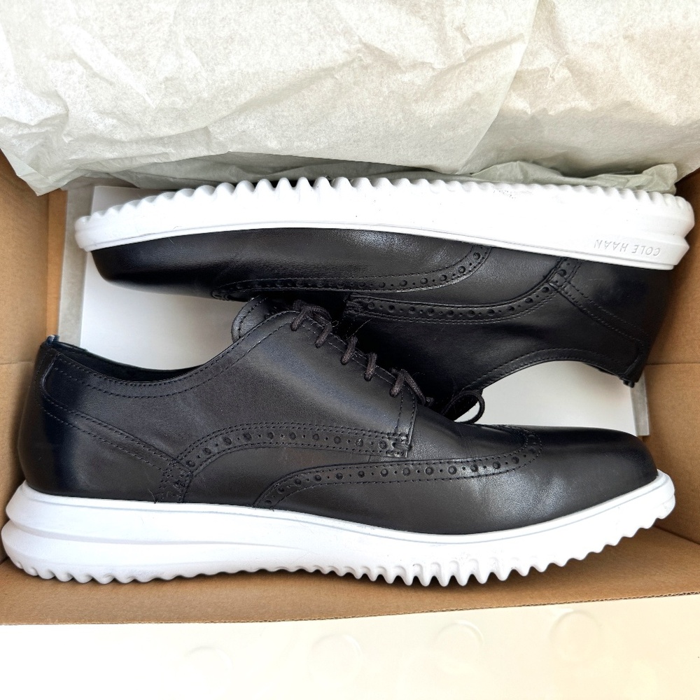 Cole Haan Grand Revolution, Black Short Wing with White Sole
